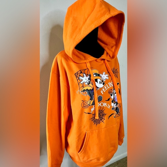 Disney Halloween Mickey Mouse hoodie sweatshirt kangaroo pocket orange XL EUC - Picture 3 of 10